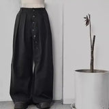 Riolio  Unisex Wide-Leg Trousers - High Waist with Button Fly Pleated Relaxed Fit