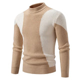 Riolio High Quality Men's New Autumn and Winter Casual Warm Color Block Sweater Knit Tops Man Clothes