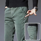 Riolio  Autumn and Winter Corduroy Pants Men's Elastic Casual Pants Slim Straight Corduroy Plus Velvet Men's Trousers Trend y2k pants