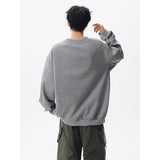 Riolio  hoodie Men Solid Color Round Neck Sweatshirt Long Sleeve Pullover Soft Comfortable Crewneck Sweatshirt For Autumn Casual Wear