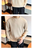 Riolio  New Korean Retro Men Basic Sweater Luxury Knitted Solid Color O Neck Long Sleeve Pullover Casual Slim Premium Quality Knitwear