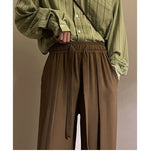 Riolio  Solid Color Men New Versatile Trousers Elastic Strap Straight Loose Casual Pants