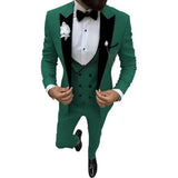 Riolio  Elegant 3 Piece Men's Velvet Tuxedo Suit Slim Fit Peak Lapel Blazer Vest And Pant Set for Business Wedding And Party