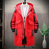 Riolio Warm Thick Men White Duck Down Jacket Hooded Puffer Jackets Coat Winter New Male Casual Long Parka Overcoat Outdoor Multi-pocket