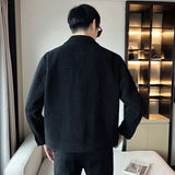 Riolio Korean Style Fashionable High-end Jacket Men's Spring Autumn 2025 New Corduroy Top Trendy Handsome Loose Short Lapel Thin Jacket