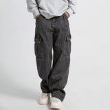 Riolio  Men Baggy Oversize Cargo Jeans Male Wide Streetwear Hip Hop Pants Harajuku Fashion Straight Leg Black Blue Loose Denim Pants