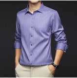 Riolio  Smart Casual Autumn Winter New Shirts Men Lapel Striped Single Breasted Korean Trend Fashion All-match Slim Long Sleeve Tops