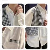 Riolio  Korean Men's Spring and Autumn Square Collar Print Fashion and Versatile Loose and Casual Two-piece Long Sleeved Shirts