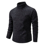 Riolio Sweater Men's Autumn Winter New Trend Slim Wool Thin Velvet Turtleneck Knit Bottoming Shirt Male Clothing