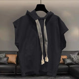 Riolio  Hooded Sleeveless T-shirt Men's Summer New Plus Size Solid Color Loose All-match Vest Tops Street Casual Fashion Men Clothing