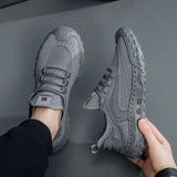 Riolio  Men's Sports Shoes Casual Shoes Round Toe Flat Heel Fly Fabric Upper Breathable Soft Sole Comfortable Lace-up Running Shoes