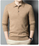 Riolio  100% Wool Lapel Thickened Wool Sweater Autumn and Winter Lead Sweater Men's Polo Knitted Long Sleeves