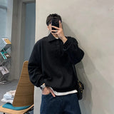 Riolio  New Lapel Sweatshirt Men's American High Street Loose Top Fashionable Skinny Pullover Polo Shirt