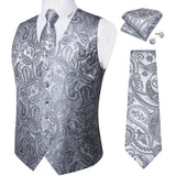 Riolio Black Paisley Blue Suit Vest Neck Tie Set Pocket Square Cufflinks Men's Wedding Waistcoat Luxury Tuxedo Vests Men Gilet