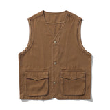Riolio Spring  Cotton high street American style classic denim vest for men Sleeveless casual waistcoat men's casual vest