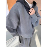 Riolio  Korean style trendy men and women retro contrasting color pullover sweater for couples loose and lazy casual Harajuku knitted