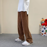 Riolio Korean Fashion Corduroy Men's Casual Pants White Loose Straight Wide Leg Pants Spring New Street Casual Sports Pants 3XL