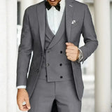 Riolio  Formal Elegant Men Suit Slim Fit 3 Piece Blazer Vest Pants Sets Tuxedo Set for Wedding Double Breasted Notched Lapel Men Suit
