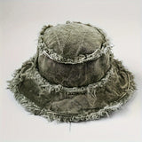 Riolio  Fashion Vintage Distressed Denim Bucket Hat, Wide Brim Outdoor Summer Beach Sun Cap