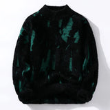 Riolio  Men's Fashionable Personality Graffiti Half Turtleneck Thickened Sweater Knitted Thread