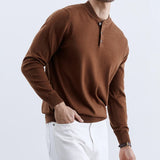 Riolio  New Fashion Men Henry Sweater Light Luxury Knitted Solid Color Long Sleeve Pullover Premium Quality Skin-friendly Knitwear M-3XL