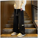 Riolio  Striped Jeans Men Spring Summer Denim Jeans Vintage Baggy Pants Women Elastic Waist Loose Straight Pants Fashion Men Trousers
