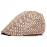 Riolio Korean Version of Men's and Women's Berets Solid Color Hollow Mesh Caps Forward Caps Breathable Summer Sun Hats