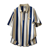Riolio  Soft Lightweight Men's T-Shirt Versatile Top Summer Polo Shirt Fashion Stripes Trendy Fit Stylish Comfortable High-Quality Daily