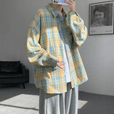 Riolio Spring Long Sleeved Shirt Men Fashion Retro Plaid Shirt Men Streetwear Loose Casual Shirt Mens Vintage Shirts Plus Size 5XL