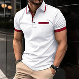 Riolio  Summer Men's Short sleeve Polo Shirts Fashion Business Casual Polos Man Patchwork Turn Down Collar Sports Tees Tops Streetwear