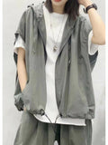 Riolio  Men's Summer New Loose Thin Fashionable Vest Design Sense Top Hoodie Trendy Outerwear Casual Youthful Style Daily Wear