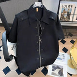 Riolio Korean Summer High Street Trendy Men and Women Hip Hop Retro Design Shirt Couple Harajuku Personalized Casual Short Sleeve Top