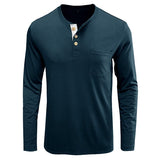 New Spring Summer Henley T shirts Men Long Sleeve Basic Breathable Men's Tops Tee Fashion Solid Cotton T Shirt For Men