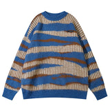 Riolio Mohair Striped Sweater Men Winter Cashmere O-Neck Pullovers Knit Hip Hop Harajuku Knitted Jumper Sweaters Vintage Oversized