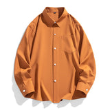 Riolio 6 Colors Men's Baggy Long Sleeve Shirt Fashion Korean Lapel Coat Tops Youth Casual Classic Simple Male Clothes Trendy Brand