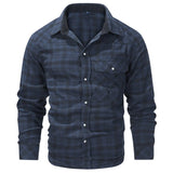 Riolio  Spring Autumn Men's Plaid Shirts Men Retro Pearl button Long Sleeve Cotton Shirt Mens Windbreaker Flannel Shirt Clothing