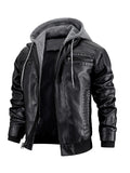 Riolio Hooded Windproof Leather Jackets Male Street Moto Style Leather Jackets New High Quality Blazers Men's Casual PU Leather Jacket