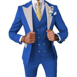 Riolio  Men's Fashionable Gentleman Business Banquet US-style Formal Dress Casual Wedding Color blocking Suit Blazer+Vest+Trousers