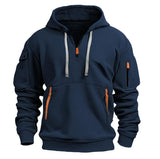 Riolio New Multi Pocket Zipper Fleece Hooded Casual Shirt for Men and Women Plus Size Loose Pullover Fashion Sweatshirt top