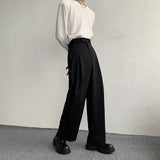 Riolio Black Suit Pants Men Oversized Fashion Social Mens Dress Pants Korean Loose Straight Wide Leg Pants Mens Office Formal Trousers