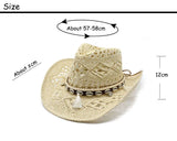 Riolio  Western Cowboy Hat for Women Men Paper Straw Wide Brim Beach Cap UV Protection Cowgirl Fedoras Mens Hats Sombrero Hombre
