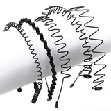 Riolio Unisex Black Elastic Non Slip Simple Metal Headbands For Men Women Wavy Hairband Spring Hair Hoop Fashion Hair Accessories