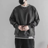 Riolio  Patchwork Pullovers Korean Simplicity Handsome Loose Street Casual Fashion T-Shirts Women's Clothing Casual Round Neck Solid