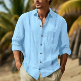Riolio  Spring Autumn Men's Solid 100% Cotton Shirts Breathable Long Sleeve Stripe Splicing Shirt For Male Tops Business Casual Clothing