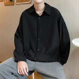 Riolio  Young Style Korean Street Casual Shirts Fashion Office Lady Loose Solid Spring Summer Thin Simplicity Men's Clothing Handsome