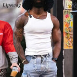 Riolio  Streetwear Mens Tank Tops Sexy Chain Button Straps Vest Shirt Hip Hop Men Clothing Casual Sleeveless Elastic Slim Fit Camisoles
