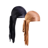 Riolio 2PCS/LOT Unisex Men Women Satin Breathable Silky Durag Long Headwear