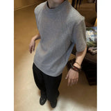 Riolio Men Slim Fit Short Sleeve Tshirt Solid Round Neck Unique Patchwork Design Premium Stretch Cotton Casual Summer Trendy Tee
