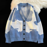 Riolio Open Front Button V Neck Long Sleeve Sweater Women Basic Shirt Men Warm Soft Coat Autumn Winter Tops Casual Knit Jacket Cardigan