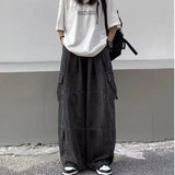 Riolio Spring Autumn Men Baggy Jeans Men Wide Leg Pants Big Pockets Elastic Waist Streetwear Trousers Male Loose Denim Pants